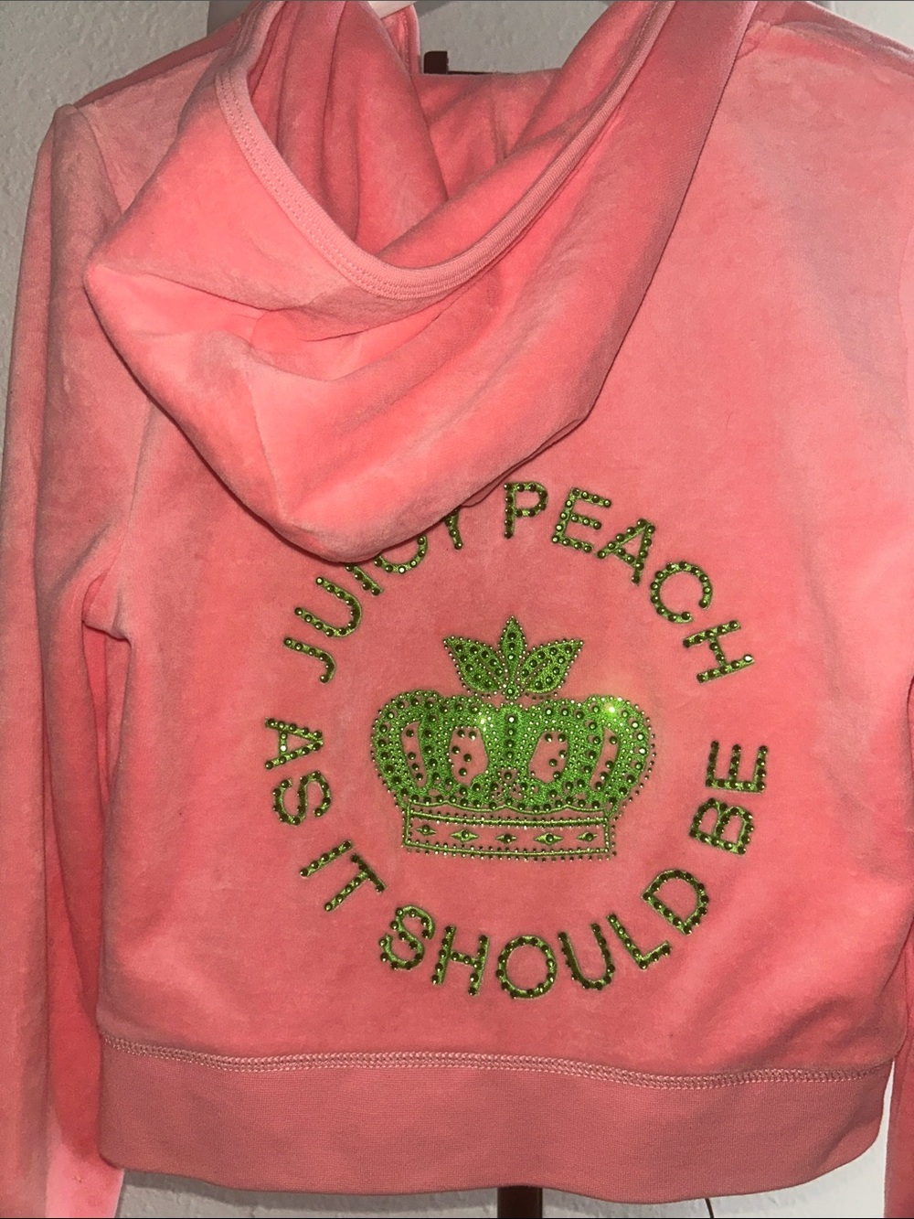 Juicy Couture Coral Pink Velour Zip Hoodie Two-Piece Set